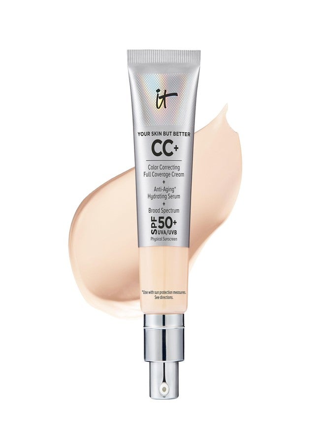 IT Cosmetics CC+ Cream (Fair Light) - Natural Full Coverage Foundation With SPF 50+, Color Corrector & Anti-Aging Hydrating Serum, Hyaluronic Acid + Peptides, Lightweight - 1.08 fl oz - Image 1