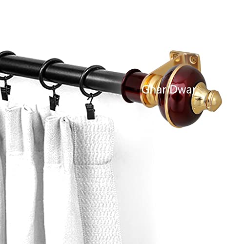 GHAR DWAR Curtain Bracket Parda Holder with Support 1 Inch Rod Pocket Finials Door and Window Rod Support for Window & Door Curtain Fitting (Pack of 1, Wine) - Image 5