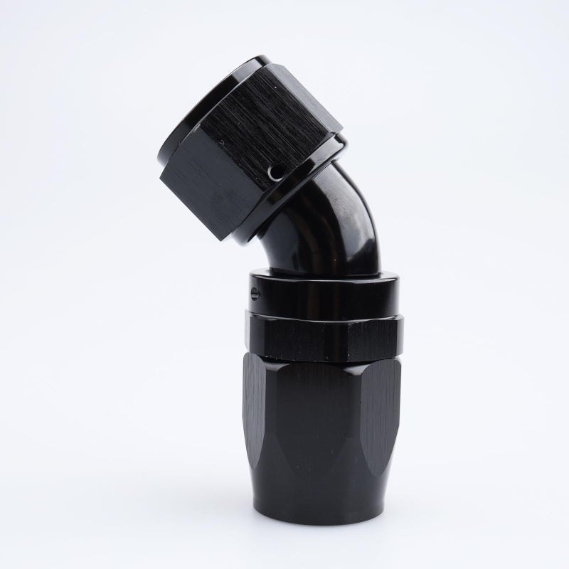 AC PERFORMANCE Aluminum One Piece Full Flow Swivel 45 Degree Hose End 12 AN Fitting Black