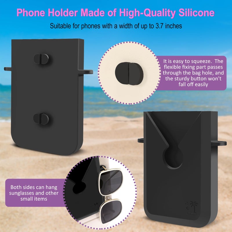 Sznauy 6PCS Compatible with Original Medium and Large Bogg Bag,Phone Holder for Inside and Outside of Bogg Bag Accessories,PVC Insert Bags,Hooks,and Keychain(Black) - Image 5