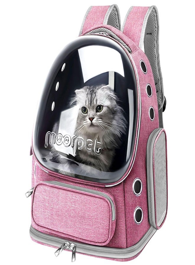 YUNLINLI Cat Backpack Carrier, Breathable Cat Bubble Backpack Large Space Cat Carrier Backpack for Kitty Small Dog, Foldable Airline Approved Cat Backpack, Transparent Pet Travel Backpack Up to 20 lbs (Pink) - Image 1