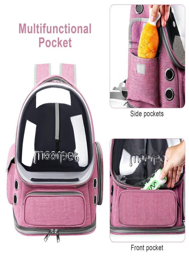 YUNLINLI Cat Backpack Carrier, Breathable Cat Bubble Backpack Large Space Cat Carrier Backpack for Kitty Small Dog, Foldable Airline Approved Cat Backpack, Transparent Pet Travel Backpack Up to 20 lbs (Pink) - Image 4
