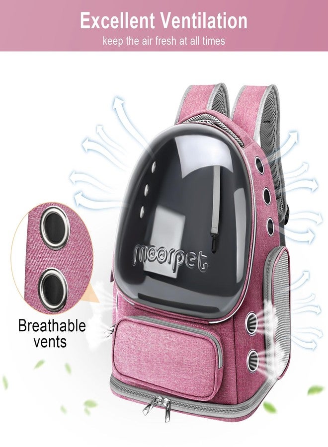 YUNLINLI Cat Backpack Carrier, Breathable Cat Bubble Backpack Large Space Cat Carrier Backpack for Kitty Small Dog, Foldable Airline Approved Cat Backpack, Transparent Pet Travel Backpack Up to 20 lbs (Pink) - Image 2