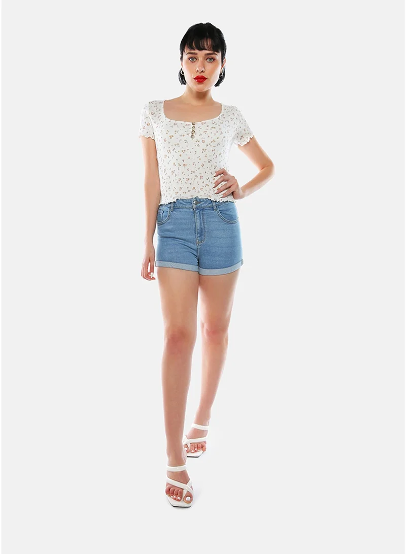 London Rag CL8401_IVORY DITSY London Rag White Floral Ditsy Top for Women | Best Price UAE