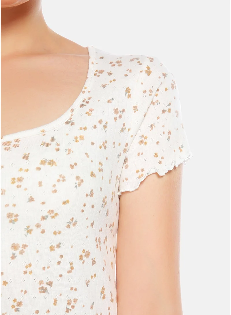 London Rag CL8401_IVORY DITSY London Rag White Floral Ditsy Top for Women | Best Price UAE