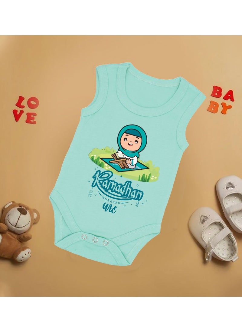 PRINTSHOP4ME My First Ramadan UAE Printed Outfit - Romper for Newborn Babies - Sleeve Less Cotton Baby Romper for Baby Girls - Celebrate Baby's First Ramadan in Style  - Image 3