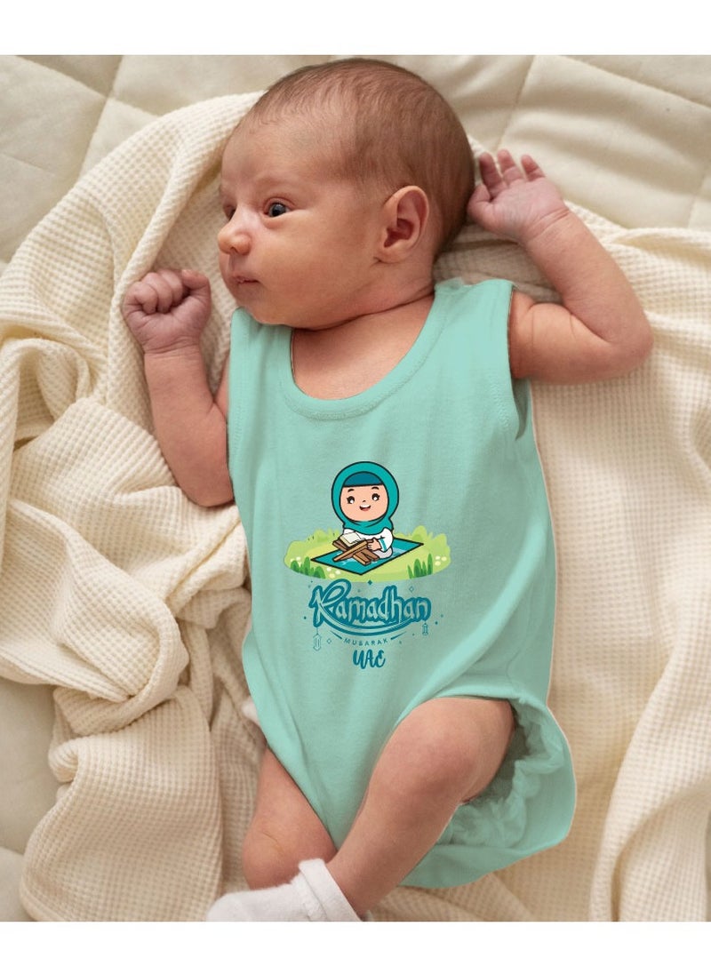 PRINTSHOP4ME My First Ramadan UAE Printed Outfit - Romper for Newborn Babies - Sleeve Less Cotton Baby Romper for Baby Girls - Celebrate Baby's First Ramadan in Style  - Image 4