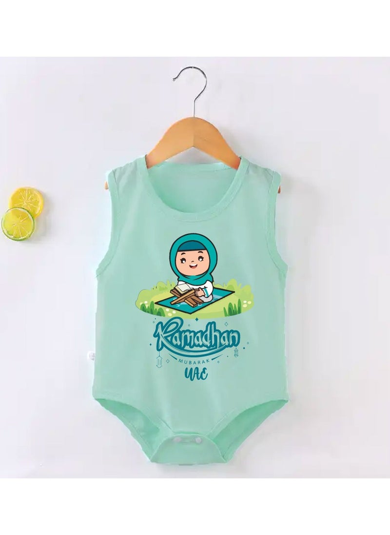 PRINTSHOP4ME My First Ramadan UAE Printed Outfit - Romper for Newborn Babies - Sleeve Less Cotton Baby Romper for Baby Girls - Celebrate Baby's First Ramadan in Style  - Image 2