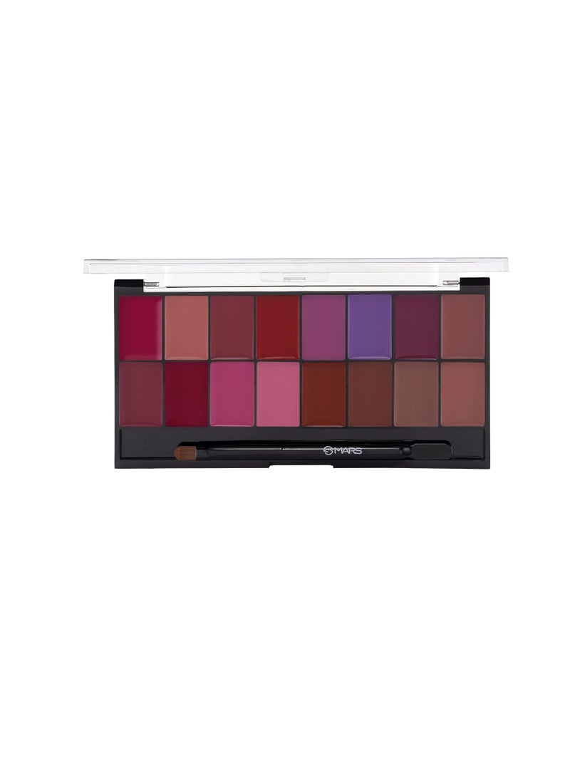 MARS 16 Stunning Shades Matte Infinity Lip Palette  Multicolo 36g  LP10 02