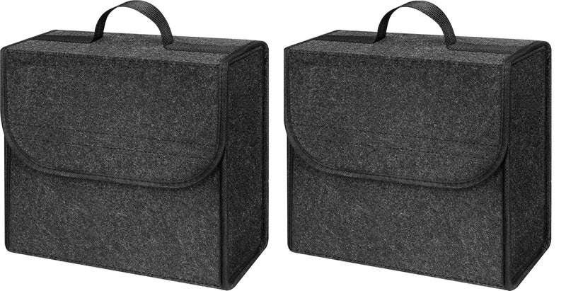 JVCV منظم صندوق السيارة من الفelt - عبوة 2، منظم تخزين السيارة وإكسسوارات السيارة غير القابلة للانزلاق، مناسب للسيارات، SUV، سيدان، شاحنة، ميني فان، قاعدة غير قابلة للانزلاق (صغيرة)، سيارات، رمادي - Image 1