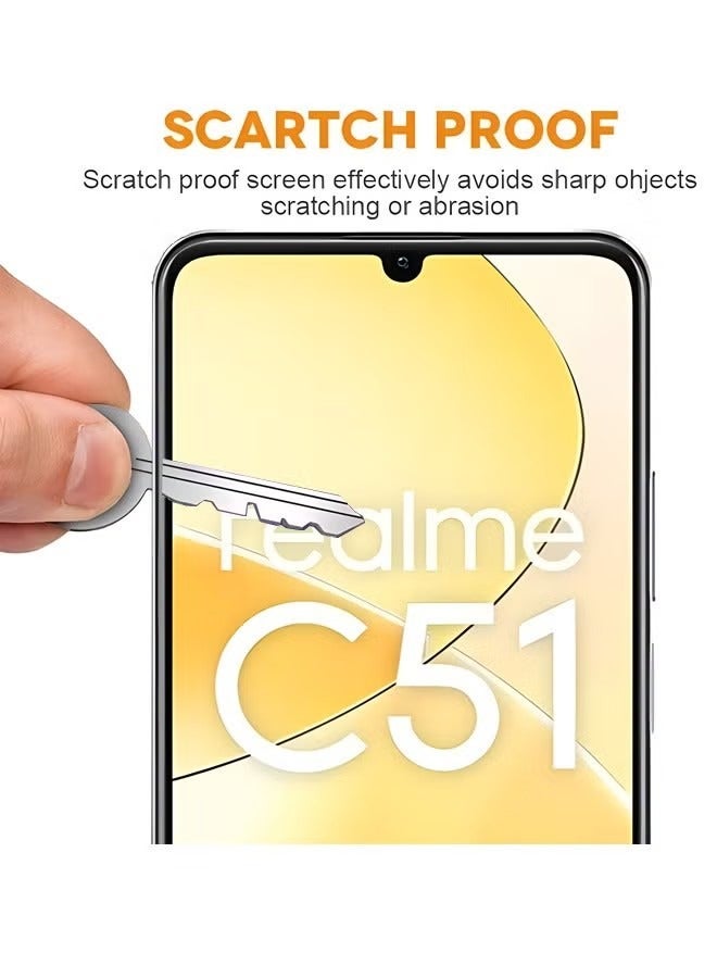 قطعتان من واقي الشاشة لفيلم Realme C51 4G من الزجاج المقسى، فيلم زجاجي عالي الدقة، فائق الوضوح ومضاد لبصمات الأصابع، واقي شاشة مقاوم للكسر ومضاد للخدش - Image 2