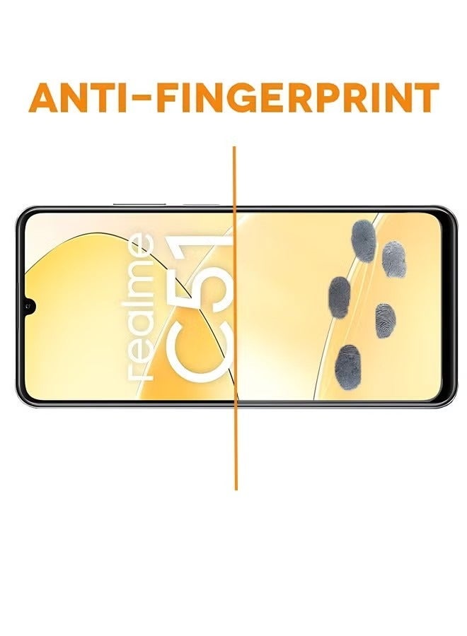 قطعتان من واقي الشاشة لفيلم Realme C51 4G من الزجاج المقسى، فيلم زجاجي عالي الدقة، فائق الوضوح ومضاد لبصمات الأصابع، واقي شاشة مقاوم للكسر ومضاد للخدش - Image 4