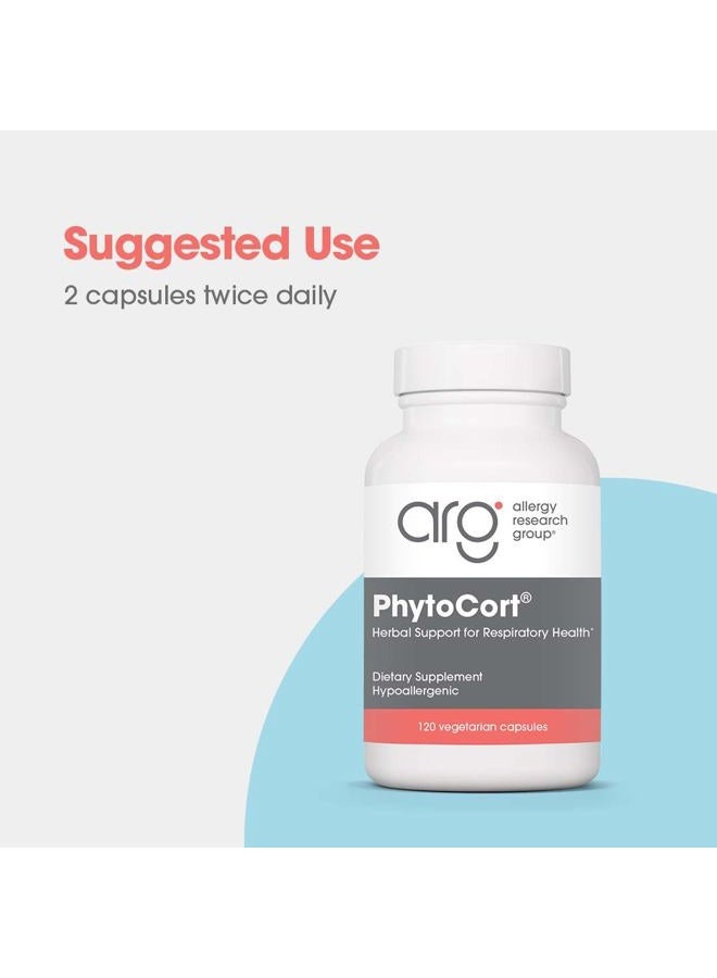 Allergy Research Group PhytoCort Supplement - Respiratory Support, Lung Health, Lung Detox, Lung Cleanse, Healthy Breathing, Herbal Support, Reishi, Licorice, Noni, Vegetarian Capsules - 120 Count - Image 4