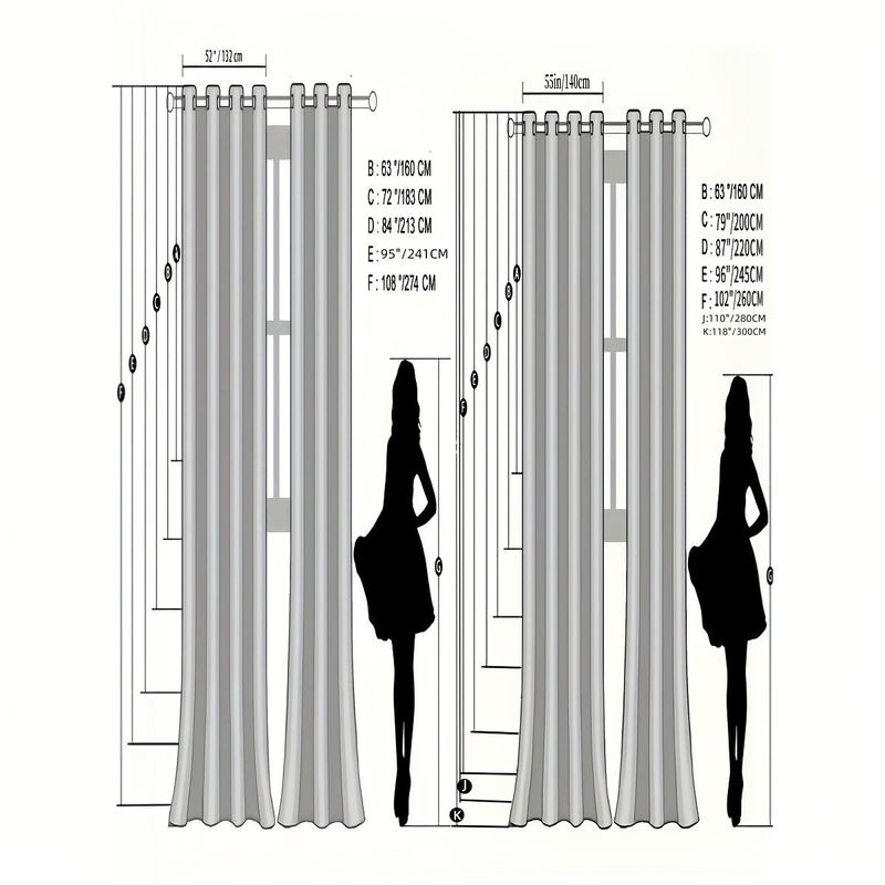 White With Black 2pcs Semi Transparent Embroidered Curtain 132x160 for Living Room - Image 2