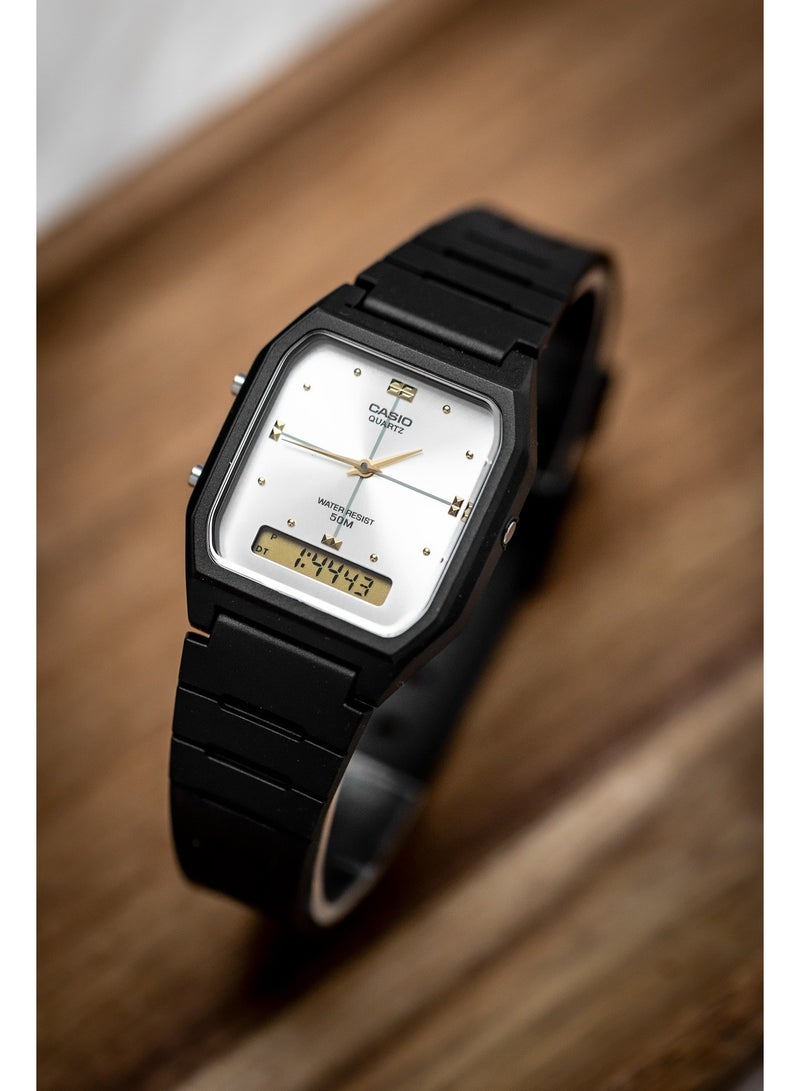 CASIO Analog‑Digital Men's Watch AW‑48HE‑7AVDF, 38.4 mm Silver Dial, Resin Case & Resin Band, 50 m Water Resistance - Image 1