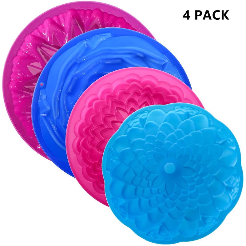 Deayou 4 Pack Flower Silicone Cake Molds  Pie Flan Tart Baking Pan  Silicone Baking Tray For Brownie  Diy  Anniversary  Birthday - Image 5