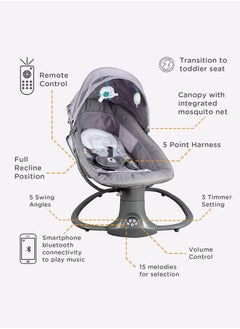 Mastela Multifunctional Baby Swing for Infants - Electric Baby Rocker with 5 Speeds,3-in-1 Adjustable Backrest Baby Bouncer, Remote Control Rocking Chair  - Image 3