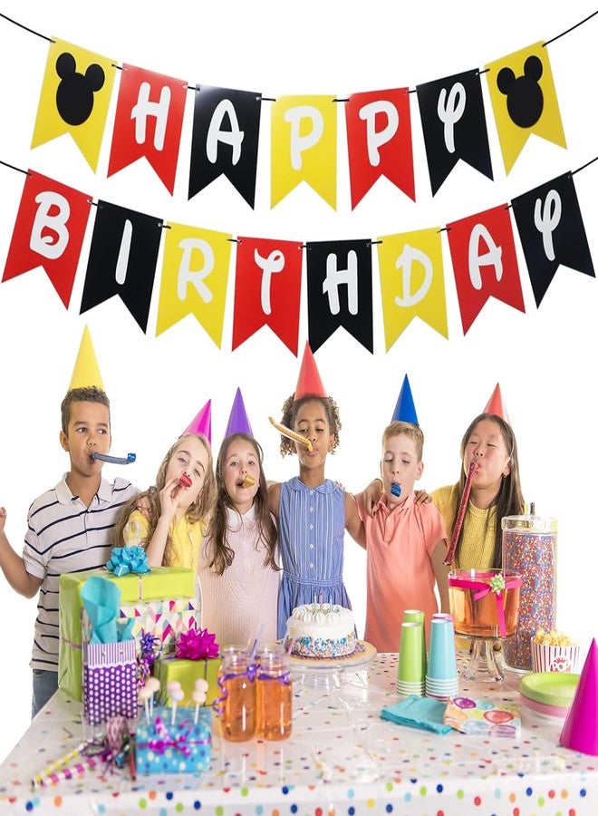 أو روي لافتة حفل عيد ميلاد بطابع فأر كرتوني، لافتة على شكل فأر كرتوني، لوازم حفلات عيد ميلاد بطابع فأر كرتوني - Image 3