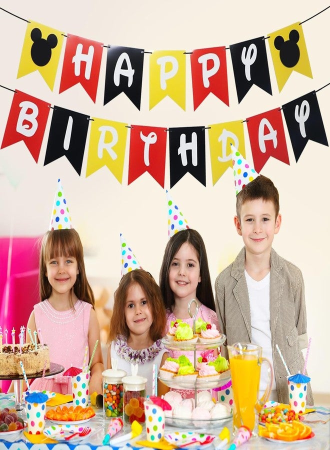 أو روي لافتة حفل عيد ميلاد بطابع فأر كرتوني، لافتة على شكل فأر كرتوني، لوازم حفلات عيد ميلاد بطابع فأر كرتوني - Image 5