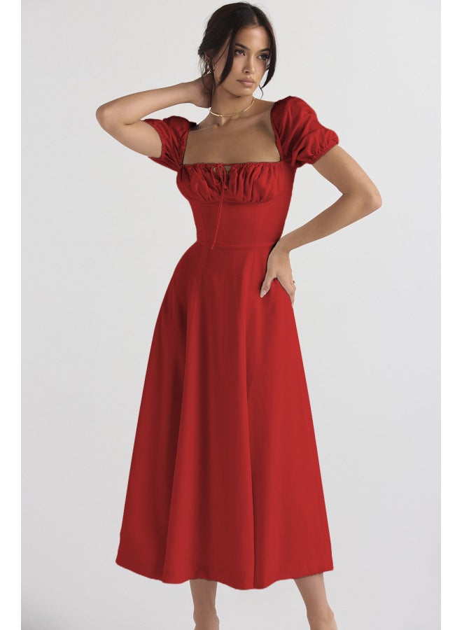 New فستان صيفي نسائي بأسلوب عصري مع أكمام منتفخة وطباعة زهور، فستان صيفي نسائي - Image 1