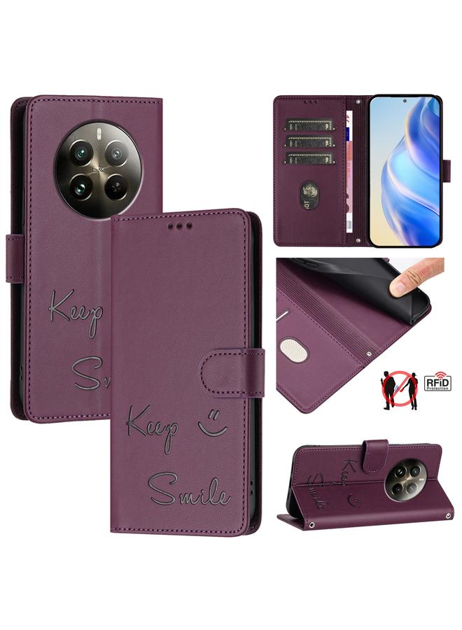 إيروريكس جراب لهاتف Realme 12 Pro / 12 Pro+ 5G جراب هاتف جلدي بنقش ابتسامة عالمية بتقنية RFID - Image 1