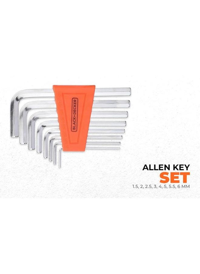 BLACK+DECKER 8 Pieces 1.5 6Mm Steel Hexkey Set Orange Black Bdht81593  - Image 2