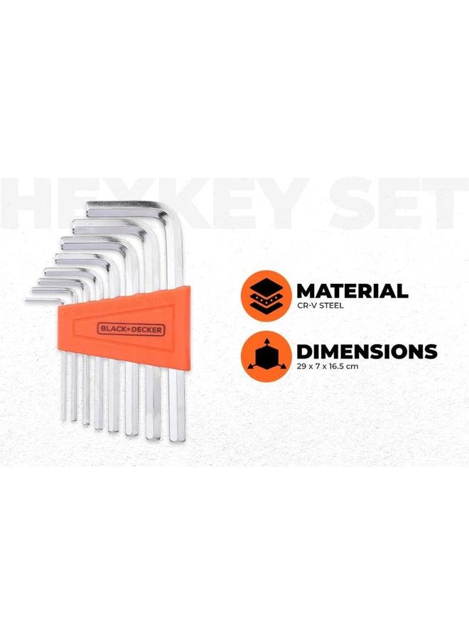 BLACK+DECKER 8 Pieces 1.5 6Mm Steel Hexkey Set Orange Black Bdht81593  - Image 3