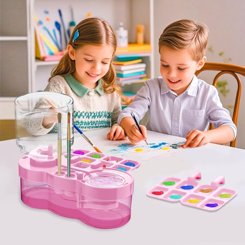 Luoshi منظف فرشاة الطلاء LUOSHI مع جهاز شطف فرشاة ودائرة مياه وأداة رسم مع حامل فرشاة وموصل شطف فرشاة للبالغين والفنانين والأطفال - Image 2