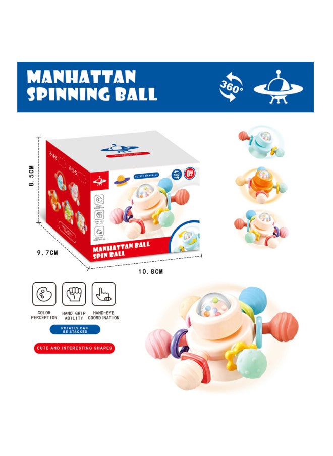 Infant Manhattan Finger Ball Rattle Atomic Ball Rotating Molar Tooth Gum Hand Grasping Soft Rubber Ball Toy-Color:Manhattan Spin Ball (two-pass)  - Image 2
