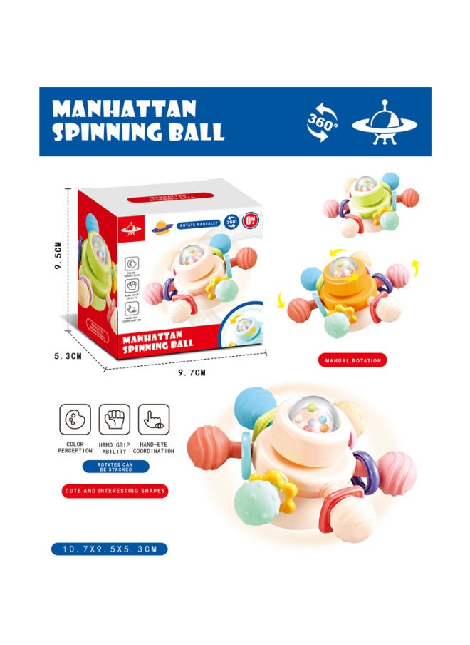 Infant Manhattan Finger Ball Rattle Atomic Ball Rotating Molar Tooth Gum Hand Grasping Soft Rubber Ball Toy-Color:Manhattan Spin Ball (two-pass)  - Image 3