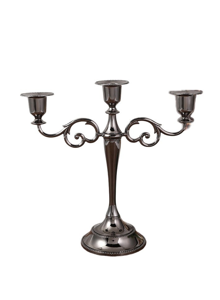 general 3 Arms Decorative Candle Holder For Wedding and Candlelight Dinner Black - Image 1
