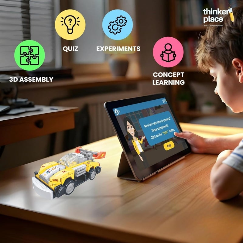 ThinkerPlace 8-in-1 Super Racing Car Pioneer (99 Pieces) | Learn About Speed | Building Block Set for Kids Age 6+ | STEM Educational Toy | Build, Collect & Create Mega Robot | Science & Learning Toy - Image 3