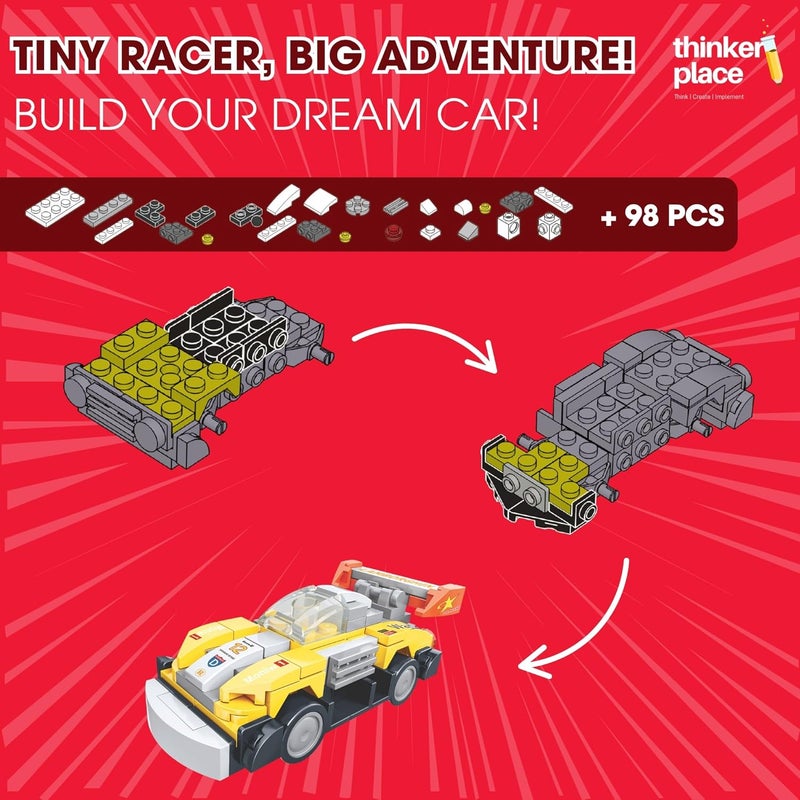 ThinkerPlace 8-in-1 Super Racing Car Pioneer (99 Pieces) | Learn About Speed | Building Block Set for Kids Age 6+ | STEM Educational Toy | Build, Collect & Create Mega Robot | Science & Learning Toy - Image 2