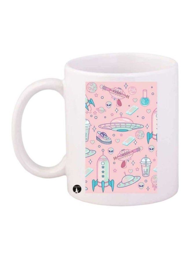 RKN Space Printed Coffee Mug White/Pink - Image 1