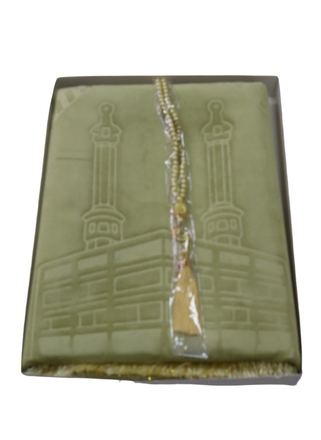 سمارت هوم - سجادة صلاه مبطنة بتصميم رسوم إسلامية منقوشة مبطنة/شرشف صلاة 100*60 سم - Image 1