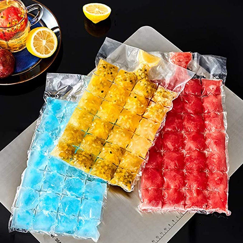 W WBLD Disposable Ice Cube BagsStackable Easy Release Ice Cube Mold Trays SelfSeal Freezing MakerCold Ice Pack Cooler Bag for Cocktail Food Wine2400 Ice Cubes 100 Bags 