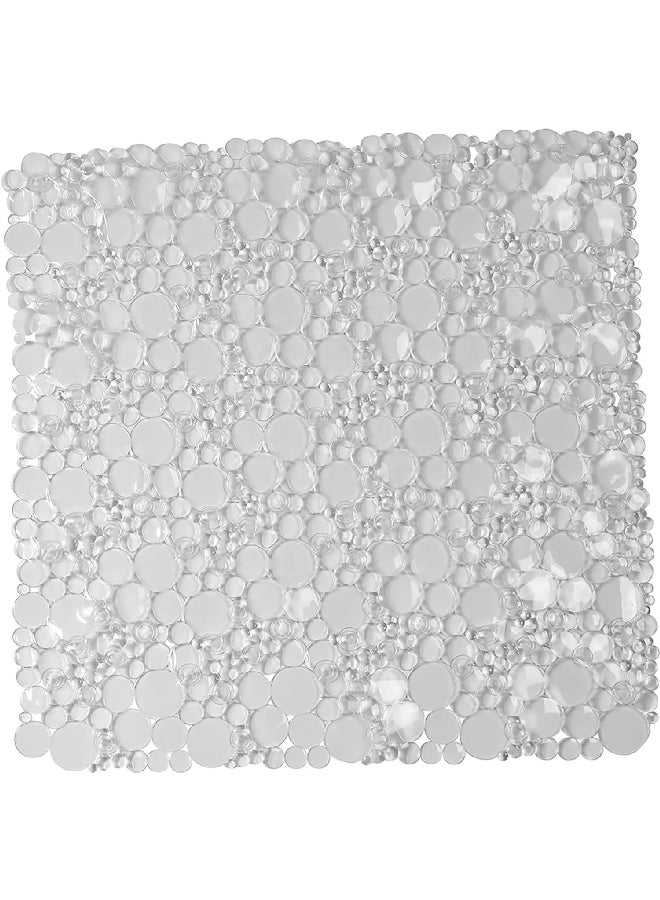EVIDECO PVC Non-Slip Square Shaped Shower Mat with Bubbles Clear 50 x 50 cm 7216101 - Image 1