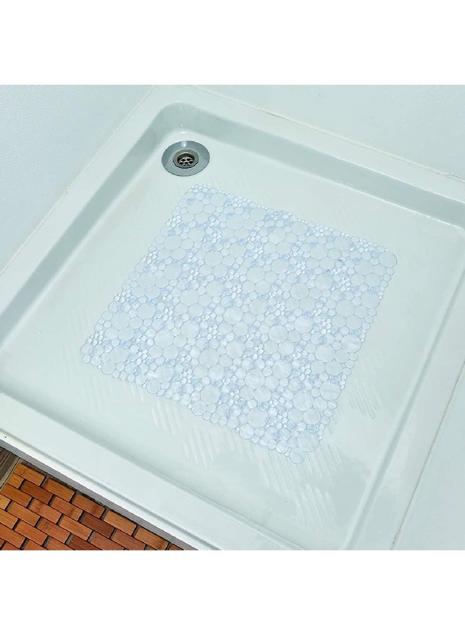 EVIDECO PVC Non-Slip Square Shaped Shower Mat with Bubbles Clear 50 x 50 cm 7216101 - Image 4