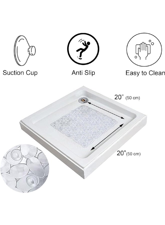EVIDECO PVC Non-Slip Square Shaped Shower Mat with Bubbles Clear 50 x 50 cm 7216101 - Image 3