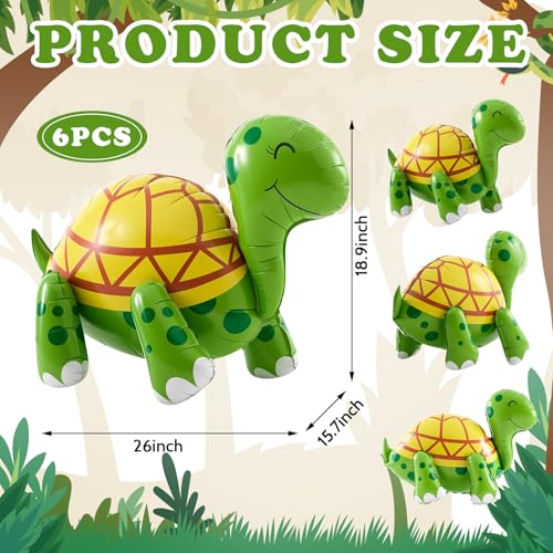 Charnoel 6 Pcs Giant Turtle Balloon 4D Walking Tortoise Inflatable Balloons Animal Standing Foil Balloons Birthday Party Supplies for Circus Forest Zoo Wildlife Theme Party Decorations - Image 5