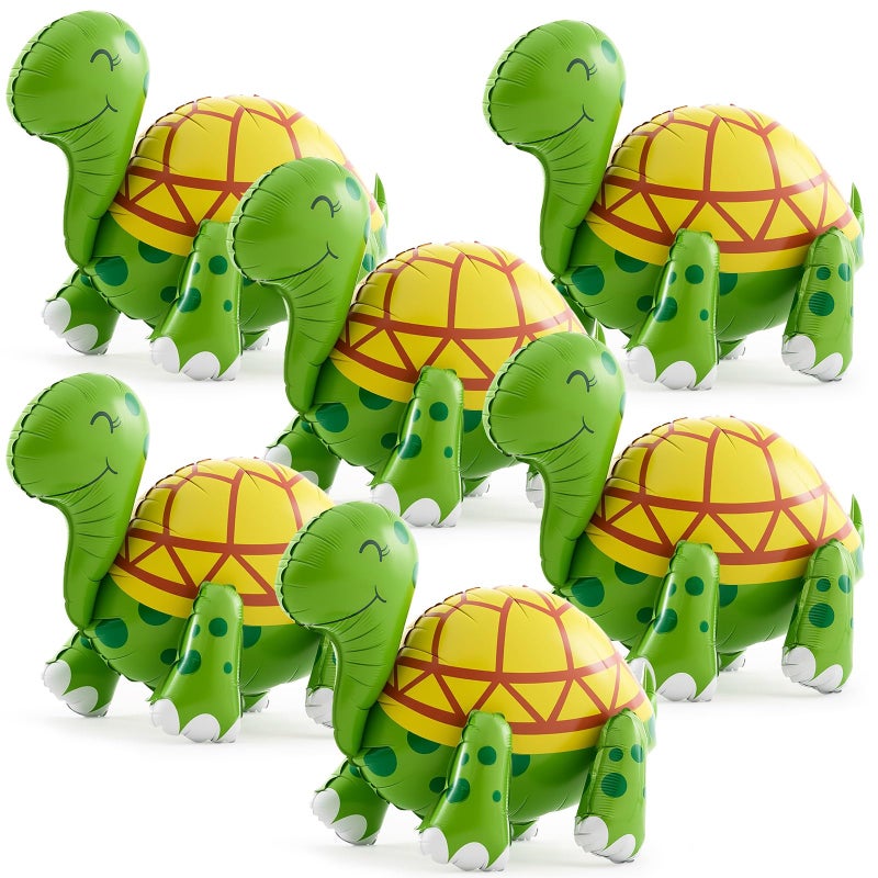 Charnoel 6 Pcs Giant Turtle Balloon 4D Walking Tortoise Inflatable Balloons Animal Standing Foil Balloons Birthday Party Supplies for Circus Forest Zoo Wildlife Theme Party Decorations - Image 3