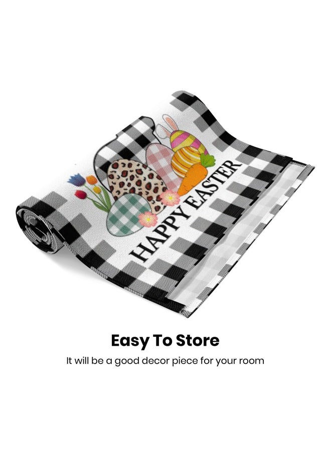 Abaysto Easter Bunny Eggs Table Runner Buffalo Plaid Linen Tables Runner Butterfly Burlap Dresser Scarf for Kitchen Dining, Holiday Family Dinner (13x72 Inch) - Image 4