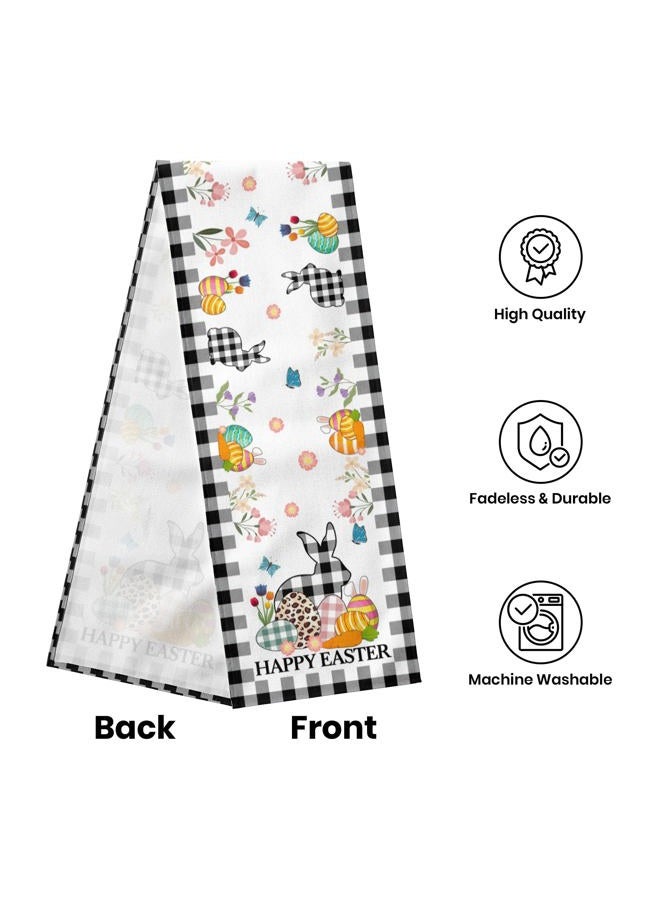Abaysto Easter Bunny Eggs Table Runner Buffalo Plaid Linen Tables Runner Butterfly Burlap Dresser Scarf for Kitchen Dining, Holiday Family Dinner (13x72 Inch) - Image 3