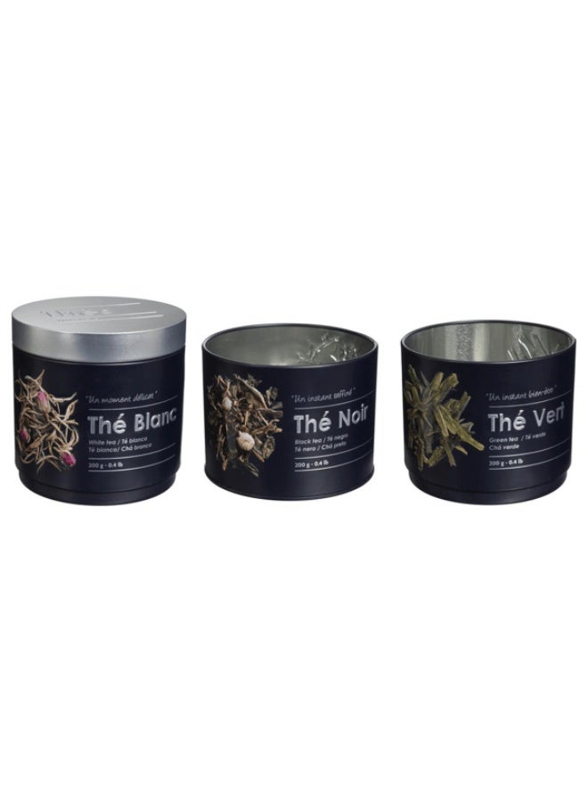 Five Simply Smart 3-Compartment Metal Tea Box Black and Silver 600g - Image 3
