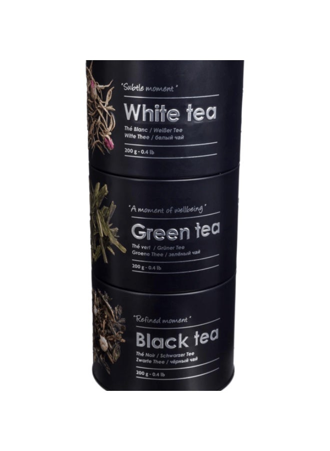 Five Simply Smart 3-Compartment Metal Tea Box Black and Silver 600g - Image 2