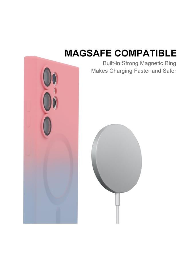 ENKAY Case For Samsung Galaxy S24 Ultra 5G Hat-Prince MagSafe Rainbow Gradient Silicone Phone Case with Lens Film - Image 2