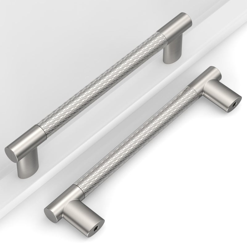 Coinkoly Knurled Cabinet Pulls CK4496 10 Pack Brush Satin Nickel 5128MM Hole Center - Image 2