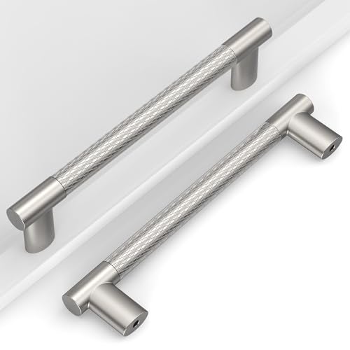 Coinkoly Knurled Cabinet Pulls CK4496 10 Pack Brush Satin Nickel 5128MM Hole Center - Image 1