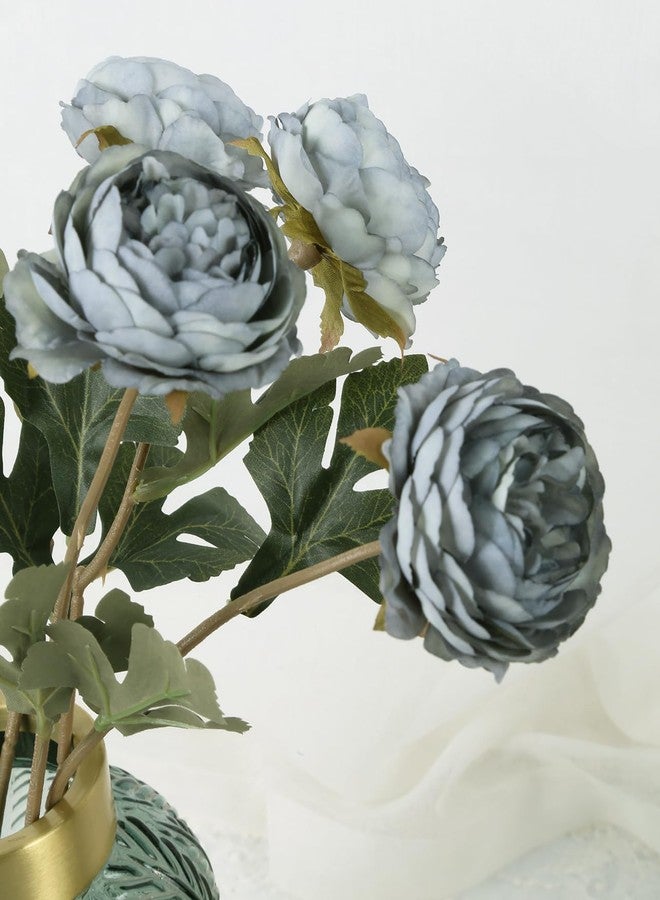 IPOPU 10pcs Dusty Blue Peonies Artificial Flowers Gradient Blue Silk Peonies with Stems Real Touch Fake Peony for Wedding Decoration Bride Bouquet Faux Flowers Floral Arrangement - Image 5