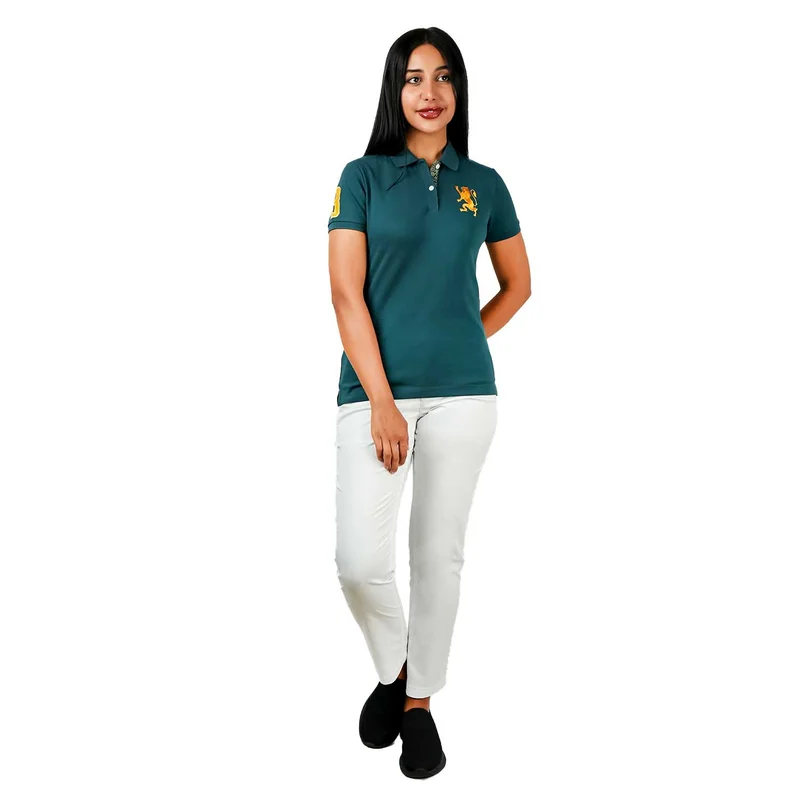 GIORDANO Women's Cotton Lycra 3D Lion Embroidery Polo